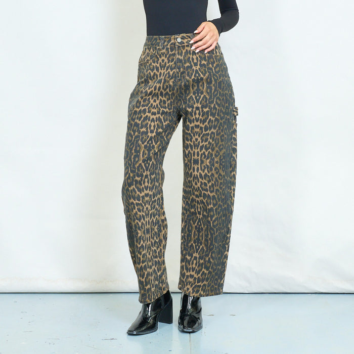 Leopard print cargo jeans wholesale