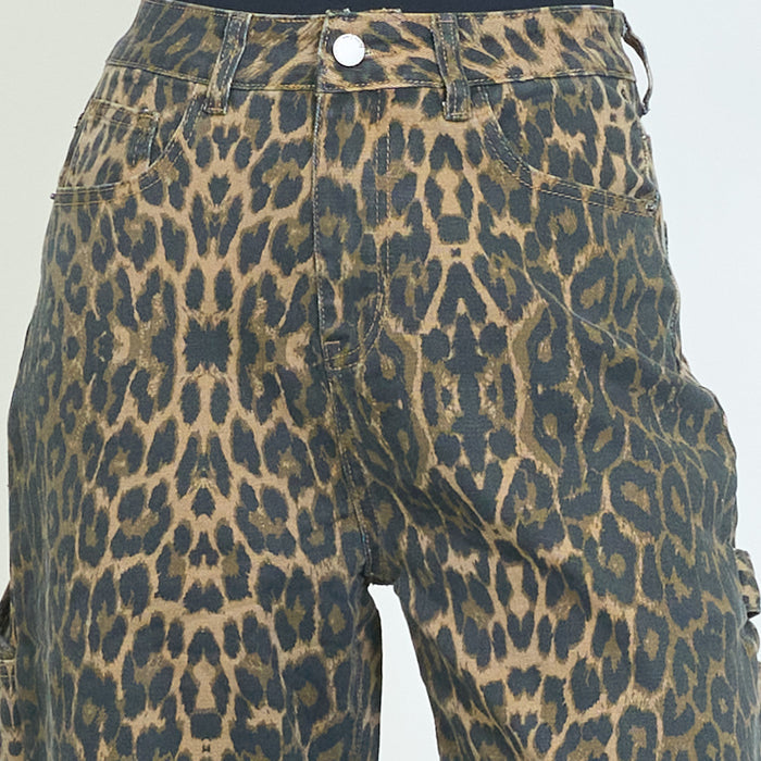 Leopard print cargo jeans wholesale