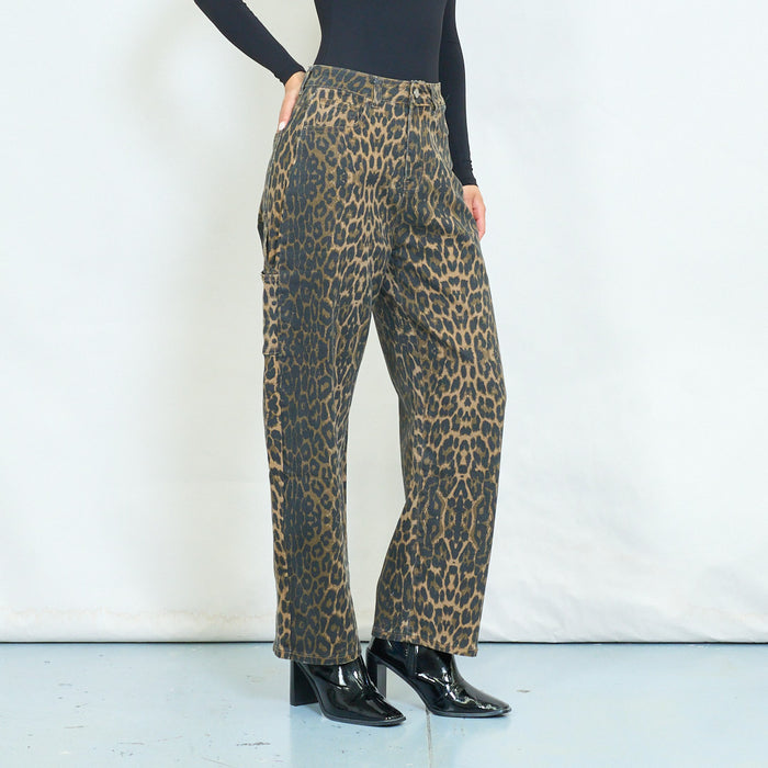 Leopard print cargo jeans wholesale