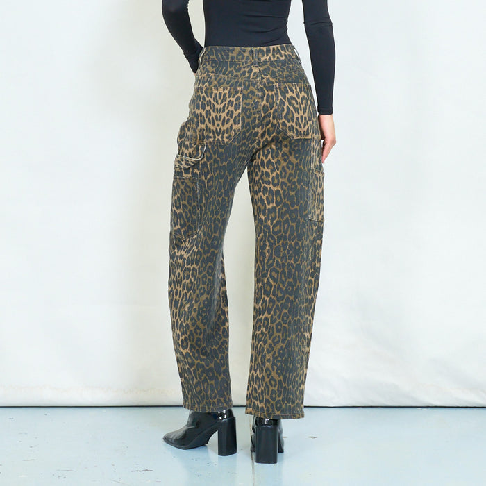 Leopard print cargo jeans wholesale