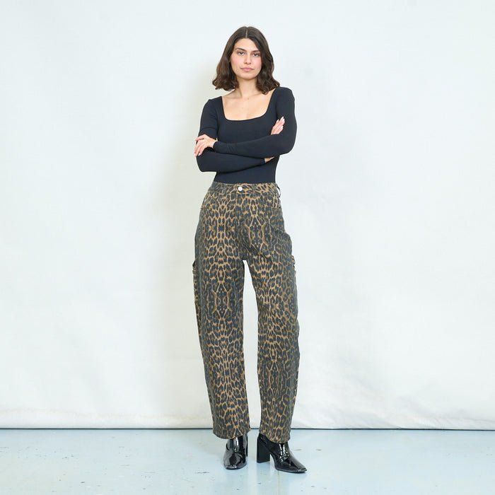Leopard print cargo jeans wholesale
