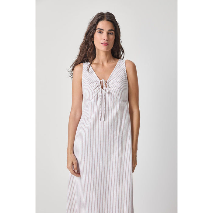 Lilla P Striped Keyhole Midi Dress in Bark Stripe