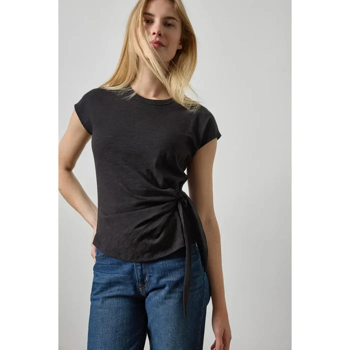 Lilla P Tie Front Tee in Black PA3516