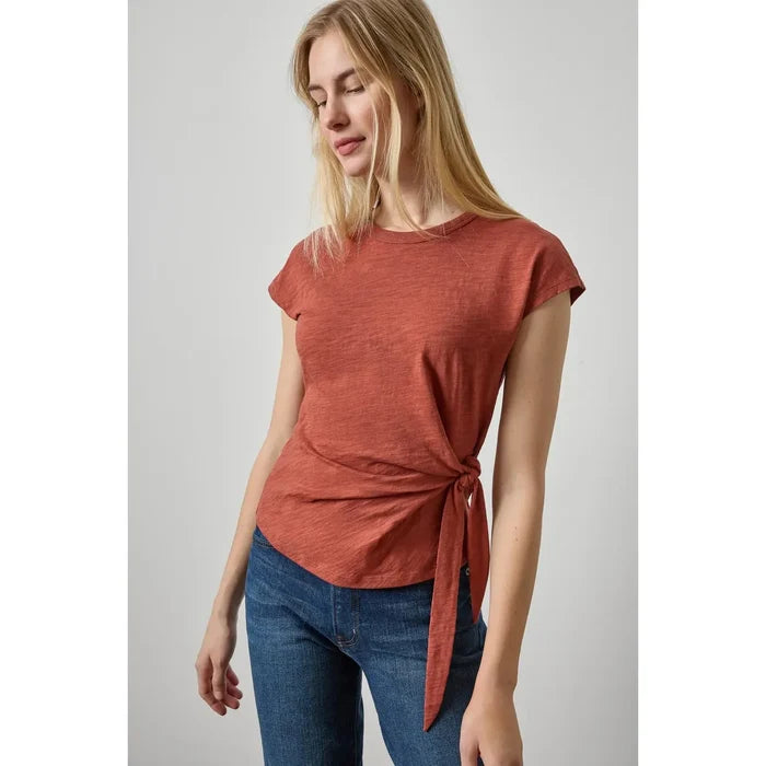 Lilla P Tie Front Tee in Henna PA3516
