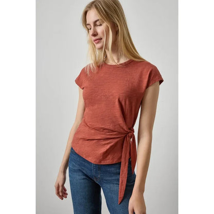 Lilla P Tie Front Tee in Henna PA3516