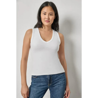Lilla P V-Neck Tank in White