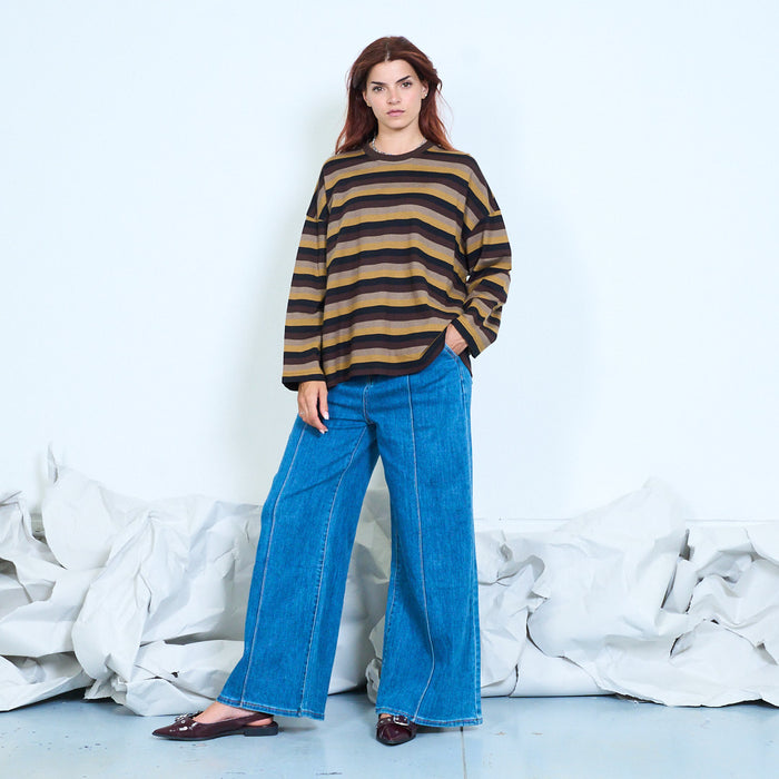 Multicolor striped knit sweater wholesale