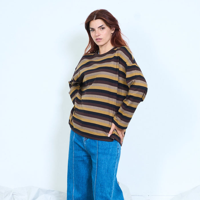 Multicolor striped knit sweater wholesale