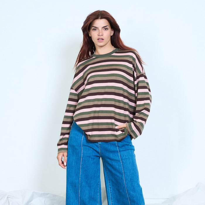 Multicolor striped knit sweater wholesale