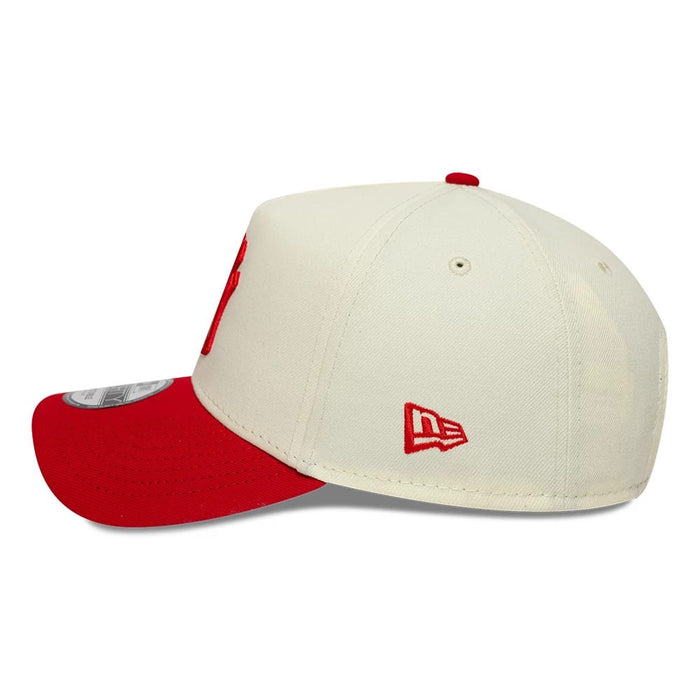 Pictured is this MLB Chrome Scarlet New York Yankees 9FORTY A-Frame Adjustable cap in cream. 5
