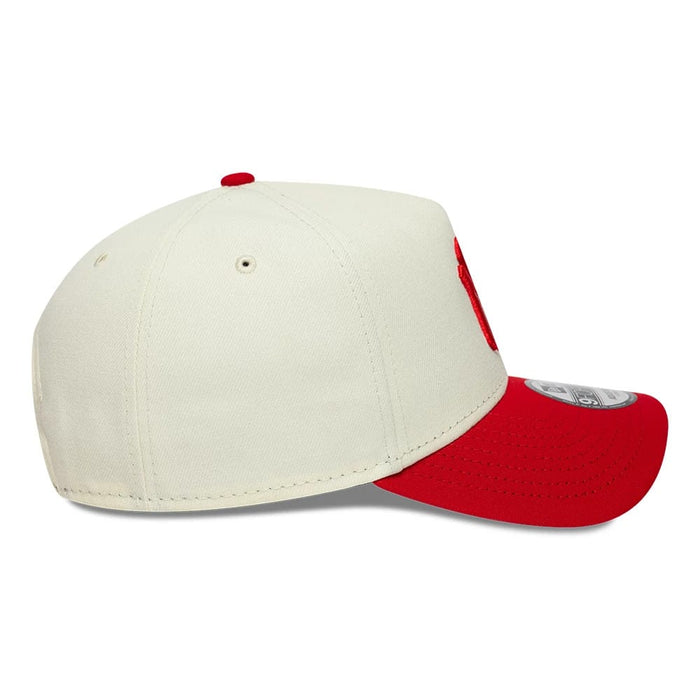 Pictured is this MLB Chrome Scarlet New York Yankees 9FORTY A-Frame Adjustable cap in cream. 6
