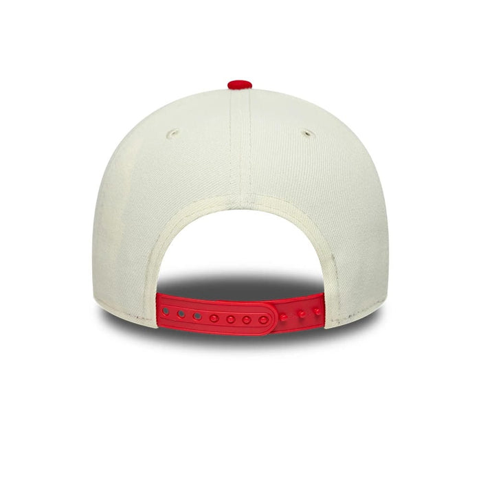 Pictured is this MLB Chrome Scarlet New York Yankees 9FORTY A-Frame Adjustable cap in cream. 7