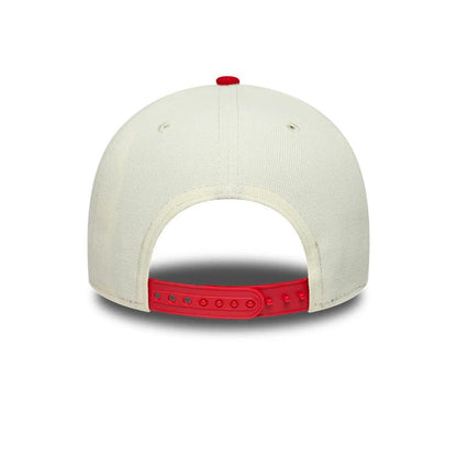 Pictured is this MLB Chrome Scarlet New York Yankees 9FORTY A-Frame Adjustable cap in cream. 7