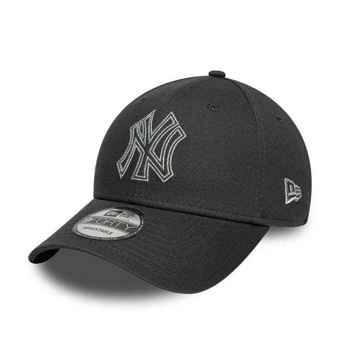 Pictured is this MLB Metallic Outline New York Yankees 9FORTY cap in charcoal. 1