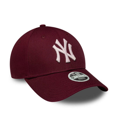Pictured is this Womens MLB Metallic New York Yankees 9FORTY cap in dark red. 3
