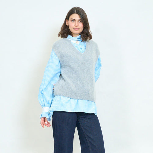 Notch neck brushed knit vest wholesale