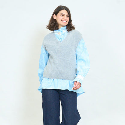 Notch neck brushed knit vest wholesale
