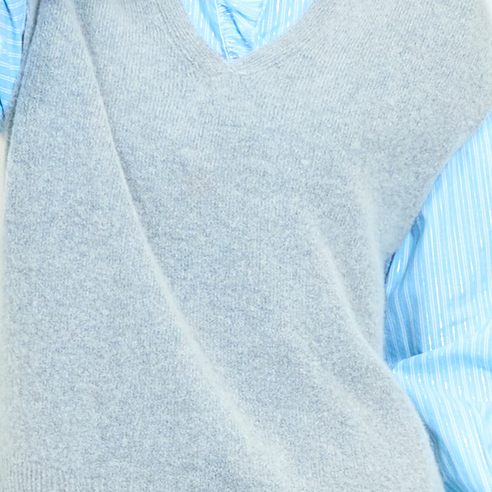 Notch neck brushed knit vest wholesale