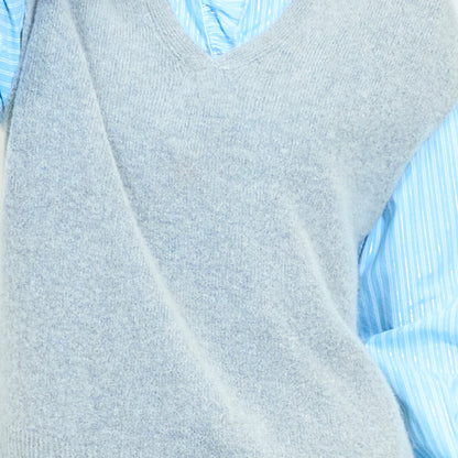 Notch neck brushed knit vest wholesale