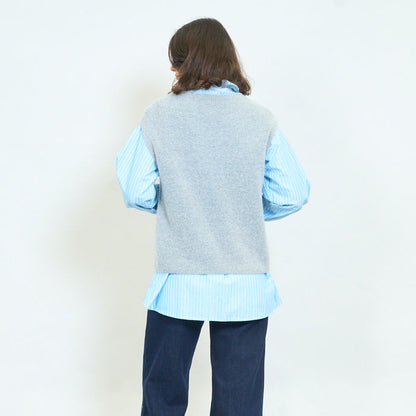 Notch neck brushed knit vest wholesale