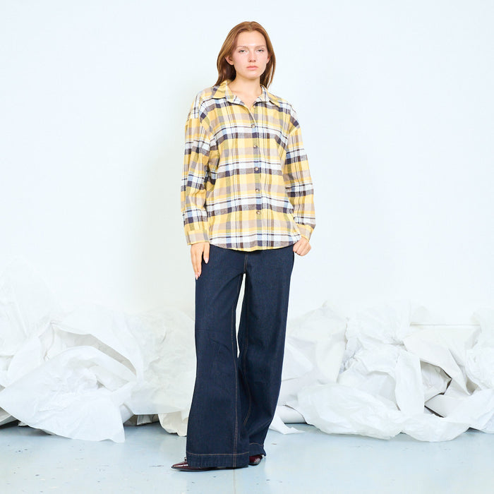 Oversized checked button-front shirt wholesale