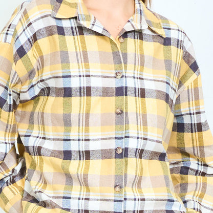 Oversized checked button-front shirt wholesale