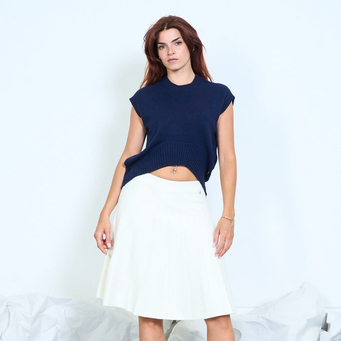 Oversized rib trim knit vest wholesale