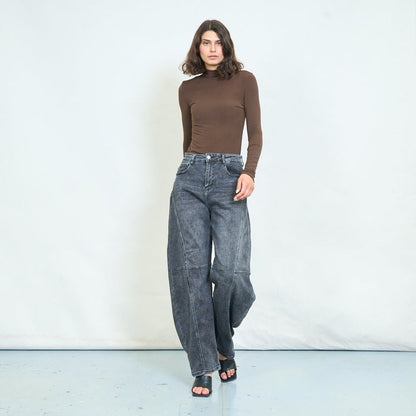 Panel seam barrel leg jeans wholesale