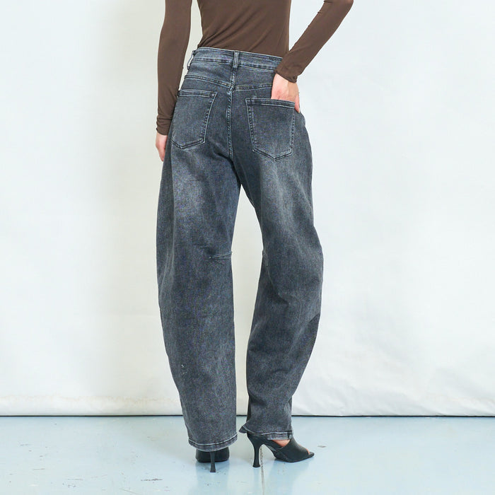 Panel seam barrel leg jeans wholesale