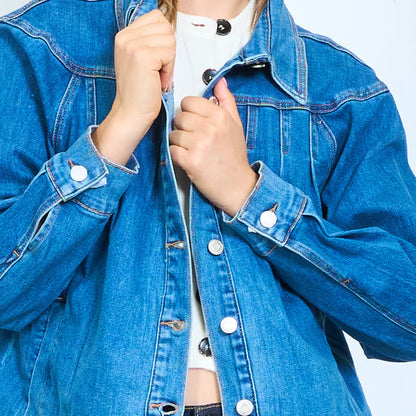 Panel seam denim jacket wholesale
