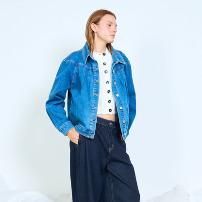 Panel seam denim jacket wholesale