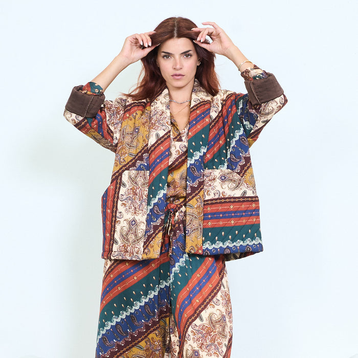 Patchwork paisley blazer with contrast cuffs wholesale