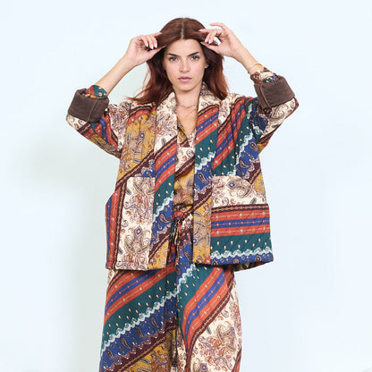 Patchwork paisley blazer with contrast cuffs wholesale