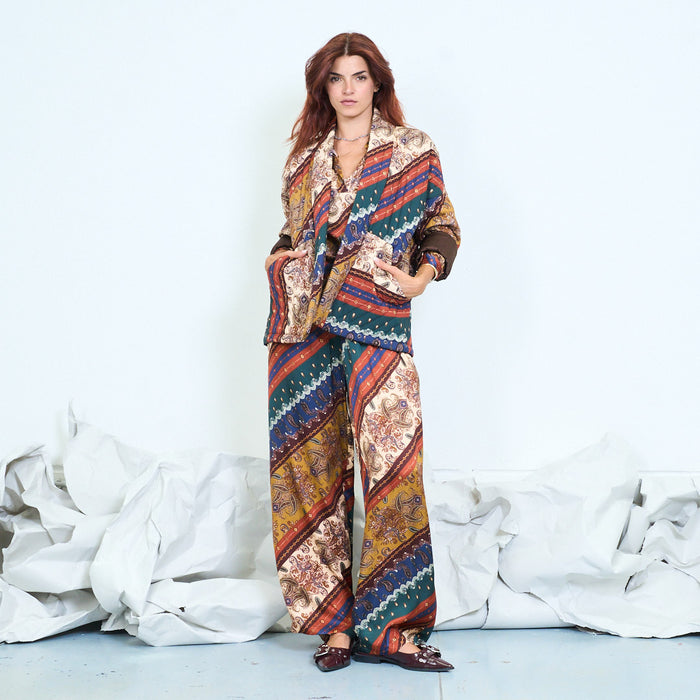 Patchwork paisley blazer with contrast cuffs wholesale
