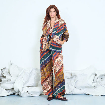 Patchwork paisley blazer with contrast cuffs wholesale