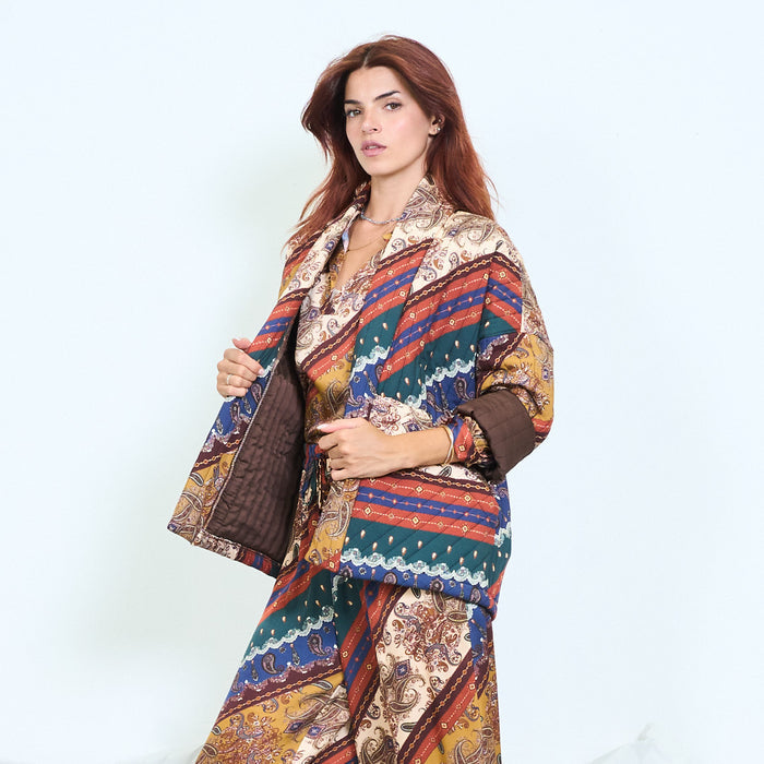 Patchwork paisley blazer with contrast cuffs wholesale