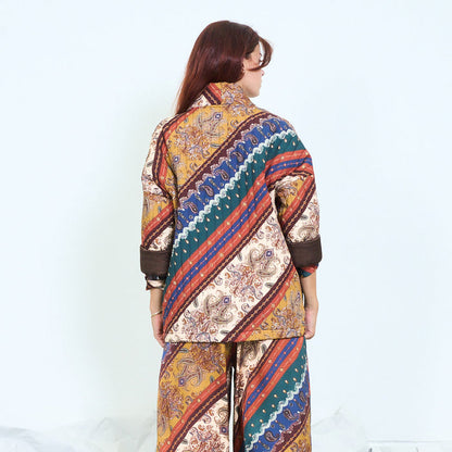 Patchwork paisley blazer with contrast cuffs wholesale