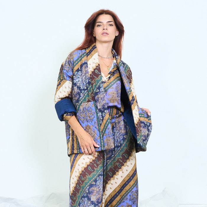Patchwork paisley blazer with contrast cuffs wholesale