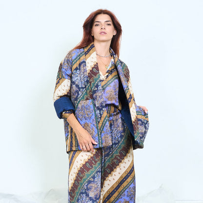 Patchwork paisley blazer with contrast cuffs wholesale