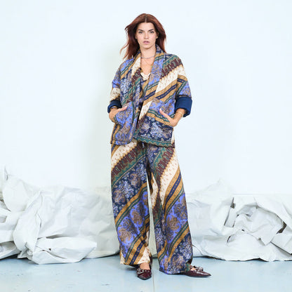Patchwork paisley blazer with contrast cuffs wholesale
