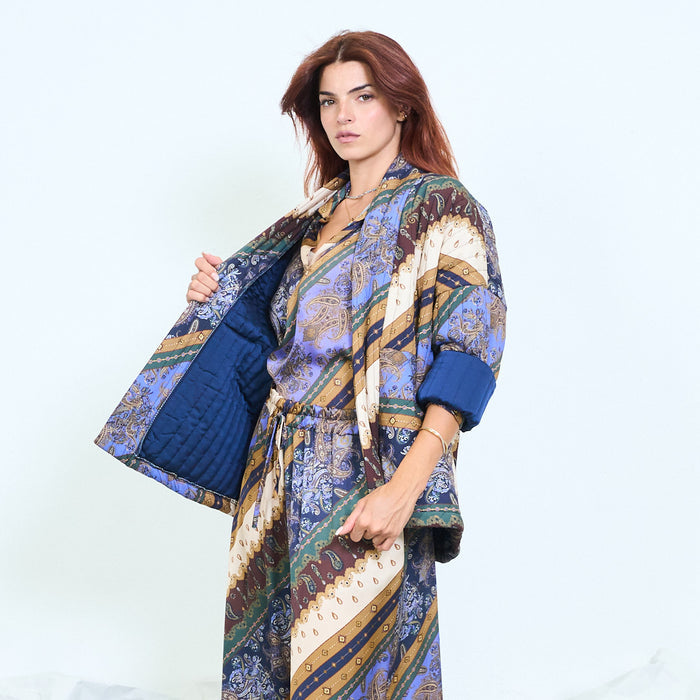 Patchwork paisley blazer with contrast cuffs wholesale
