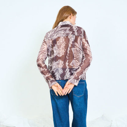 Patchwork paisley button-front blouse wholesale