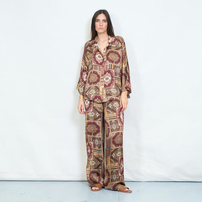 Patchwork paisley wide leg trousers wholesale