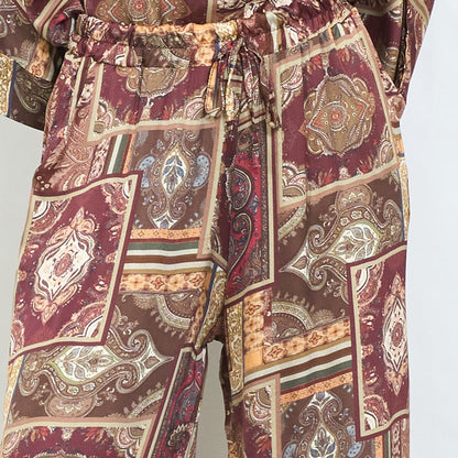 Patchwork paisley wide leg trousers wholesale