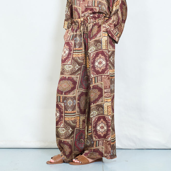 Patchwork paisley wide leg trousers wholesale