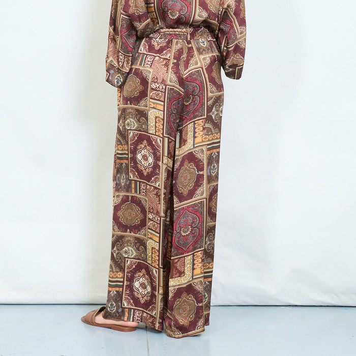 Patchwork paisley wide leg trousers wholesale