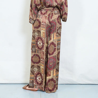 Patchwork paisley wide leg trousers wholesale