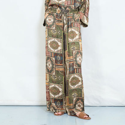 Patchwork paisley wide leg trousers wholesale