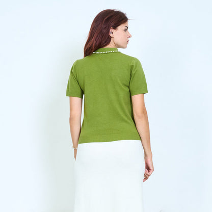 Pearl collar knit top wholesale