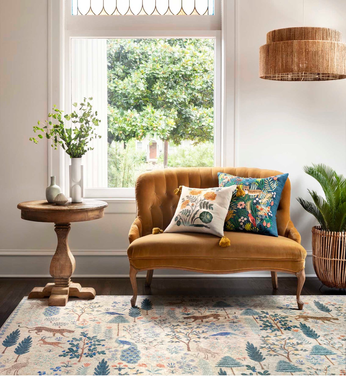 Jungle Embroidered Pillow - Multi